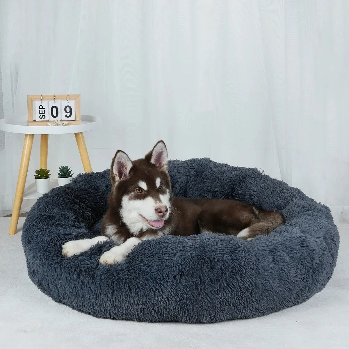 Donut Round Basket Plush Bed for Pets