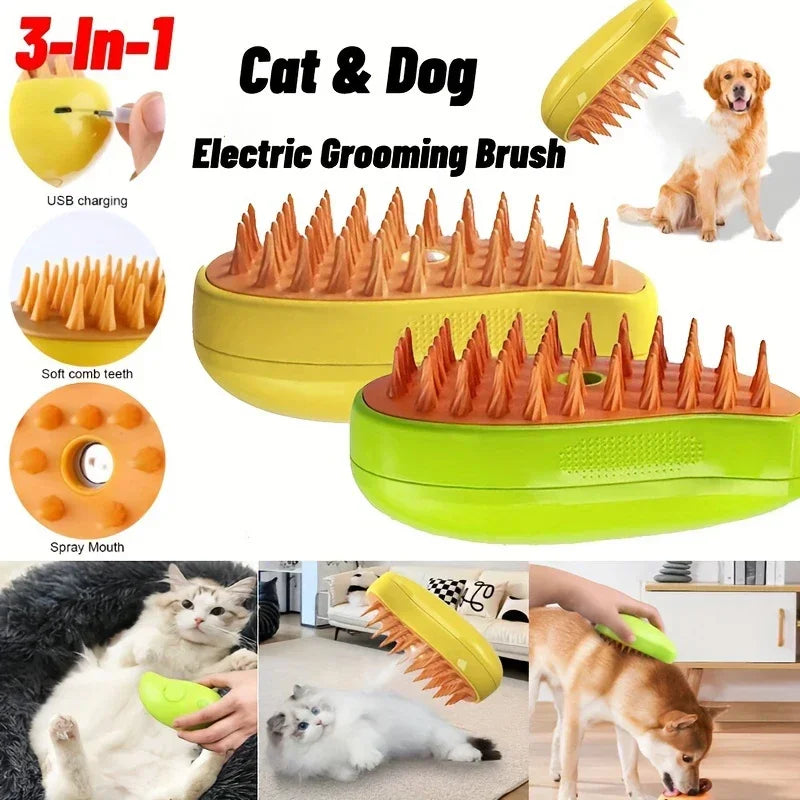 3-in-1 Dog Hair Cat Hair Brush Electric Pet Cleaning Brush Steam Spray Brush Massage Hair Removal Comb Anti Flying Brushes