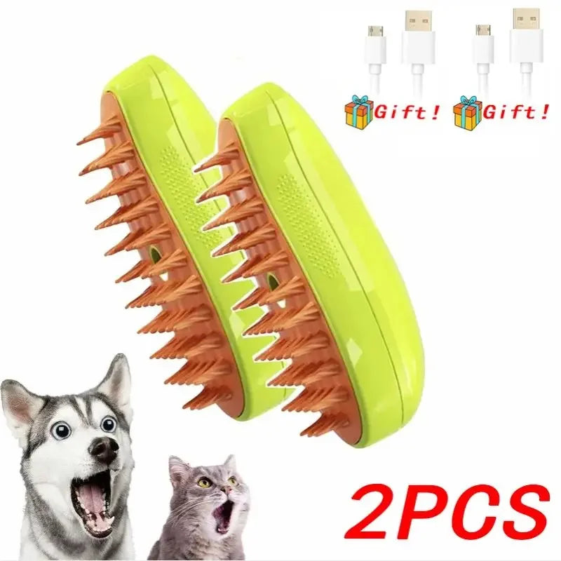 3-in-1 Dog Hair Cat Hair Brush Electric Pet Cleaning Brush Steam Spray Brush Massage Hair Removal Comb Anti Flying Brushes