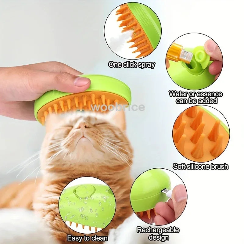 3-in-1 Dog Hair Cat Hair Brush Electric Pet Cleaning Brush Steam Spray Brush Massage Hair Removal Comb Anti Flying Brushes