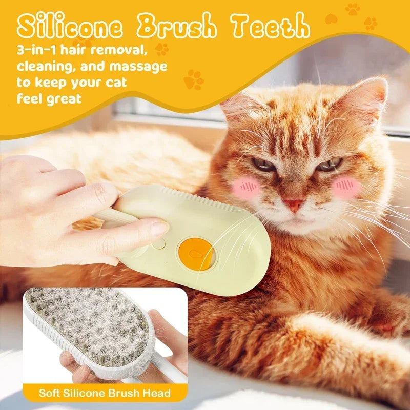 3-in-1 Dog Hair Cat Hair Brush Electric Pet Cleaning Brush Steam Spray Brush Massage Hair Removal Comb Anti Flying Brushes