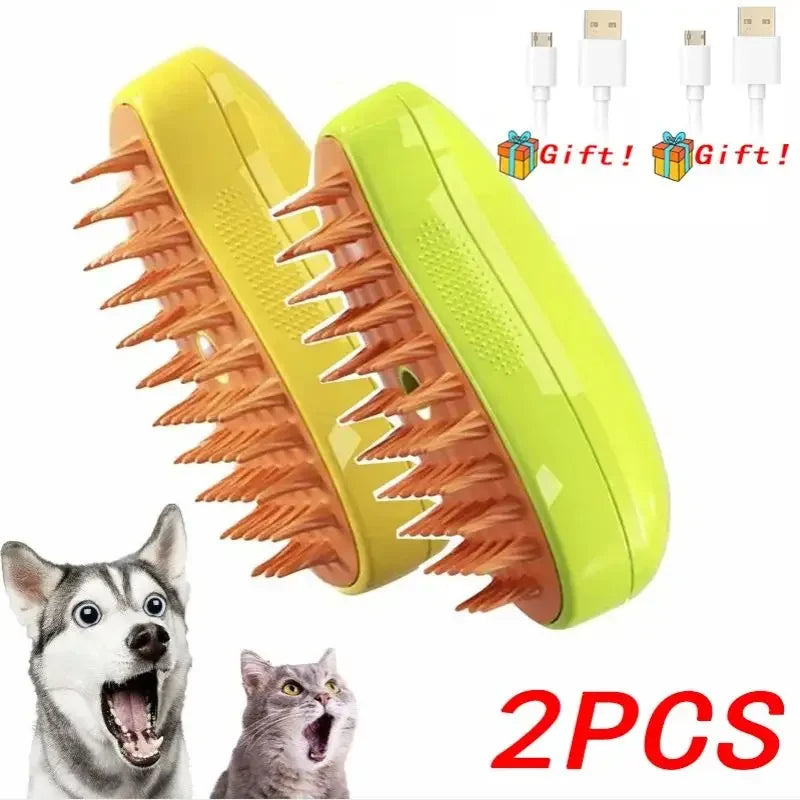 3-in-1 Dog Hair Cat Hair Brush Electric Pet Cleaning Brush Steam Spray Brush Massage Hair Removal Comb Anti Flying Brushes