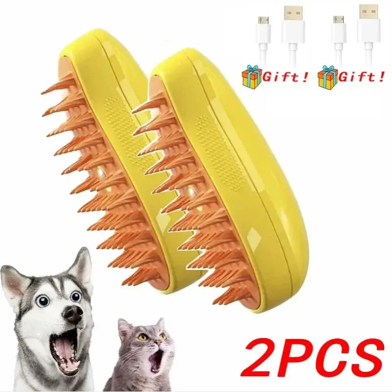 3-in-1 Dog Hair Cat Hair Brush Electric Pet Cleaning Brush Steam Spray Brush Massage Hair Removal Comb Anti Flying Brushes