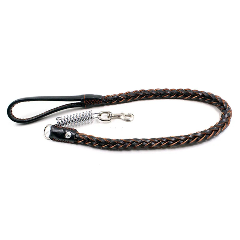 Heavy Duty Leather Dog Leash with Shock Absorption