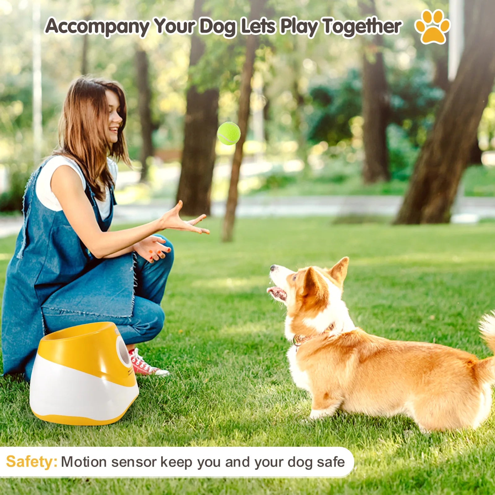 Dog Ball Throwing Launcher Automatic Dog Chase Toy Tennis Ball Throwing Machine With 3 balls Pet Interactive Toy, USB Charging