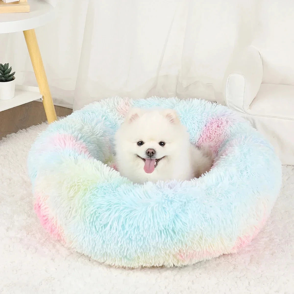 Donut Round Basket Plush Bed for Pets