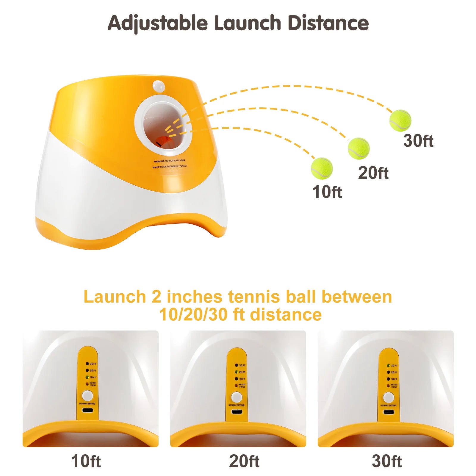 Dog Ball Throwing Launcher Automatic Dog Chase Toy Tennis Ball Throwing Machine With 3 balls Pet Interactive Toy, USB Charging