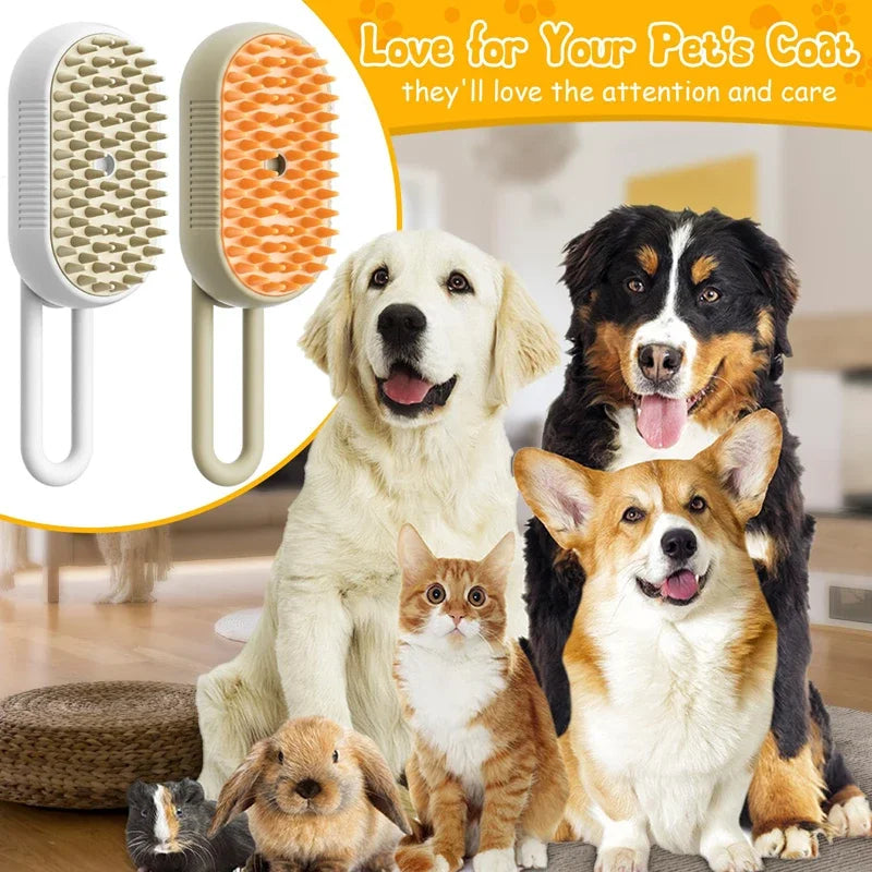 3-in-1 Dog Hair Cat Hair Brush Electric Pet Cleaning Brush Steam Spray Brush Massage Hair Removal Comb Anti Flying Brushes