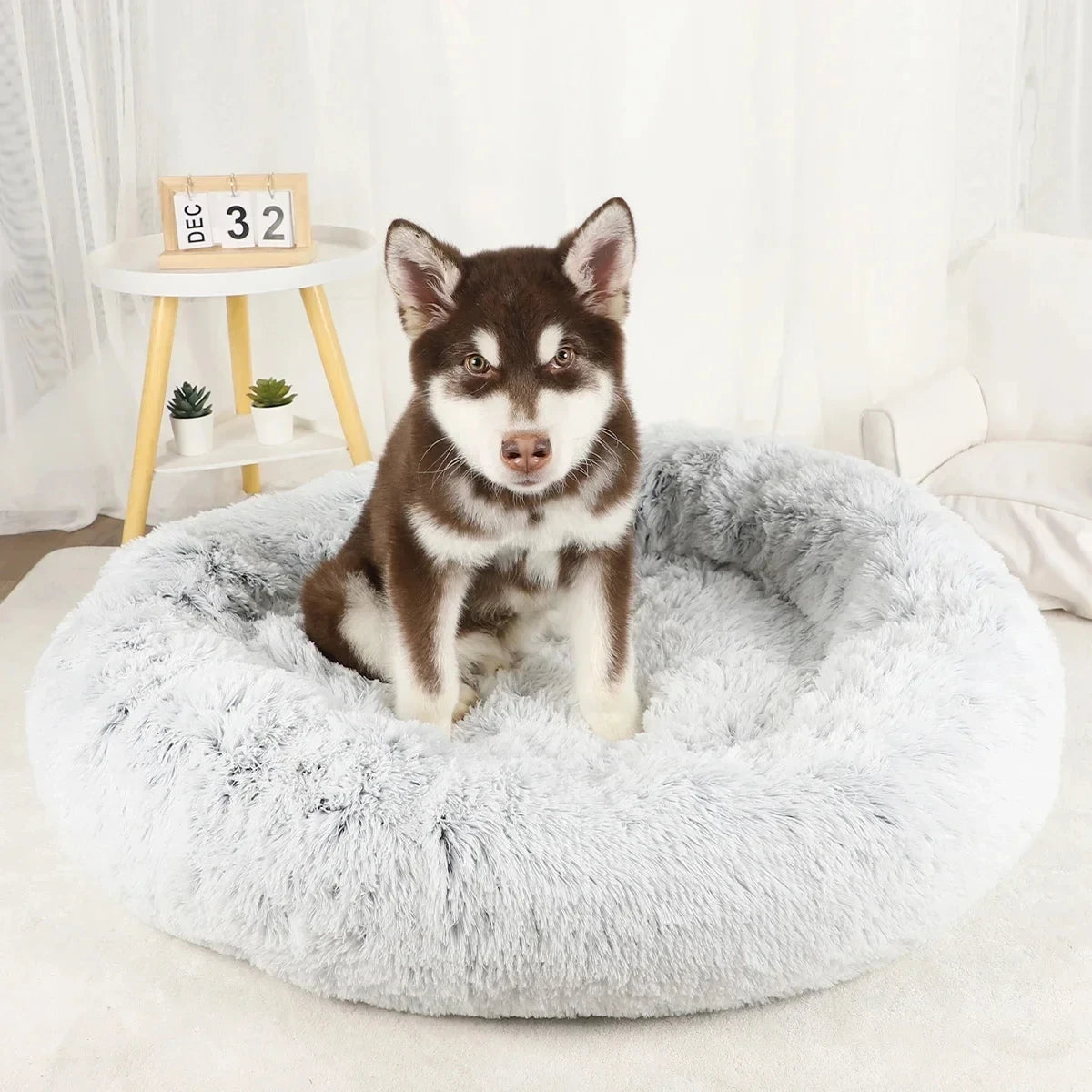 Donut Round Basket Plush Bed for Pets