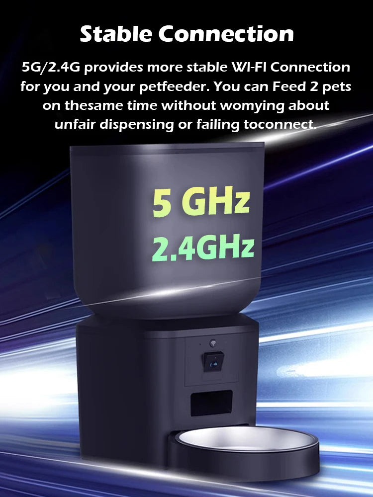 5G Automatic Cat Feeder With 1080p Camera Video WiFi Cat Food Dispenser Pet Smart Voice Recorder Remote Control Pet Auto Feeder