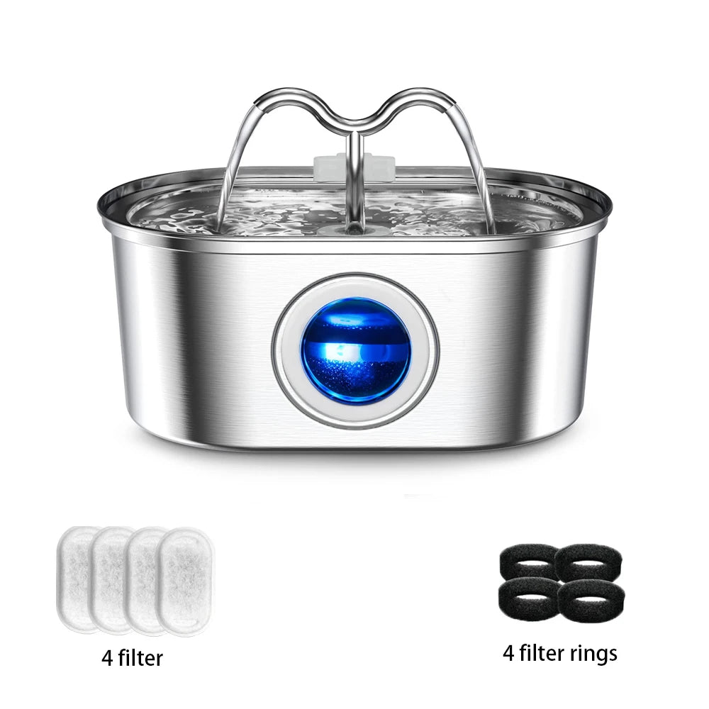 Stainless Steel Cat Or Dog Water Fountain – Hydration with a Splash of Fun!