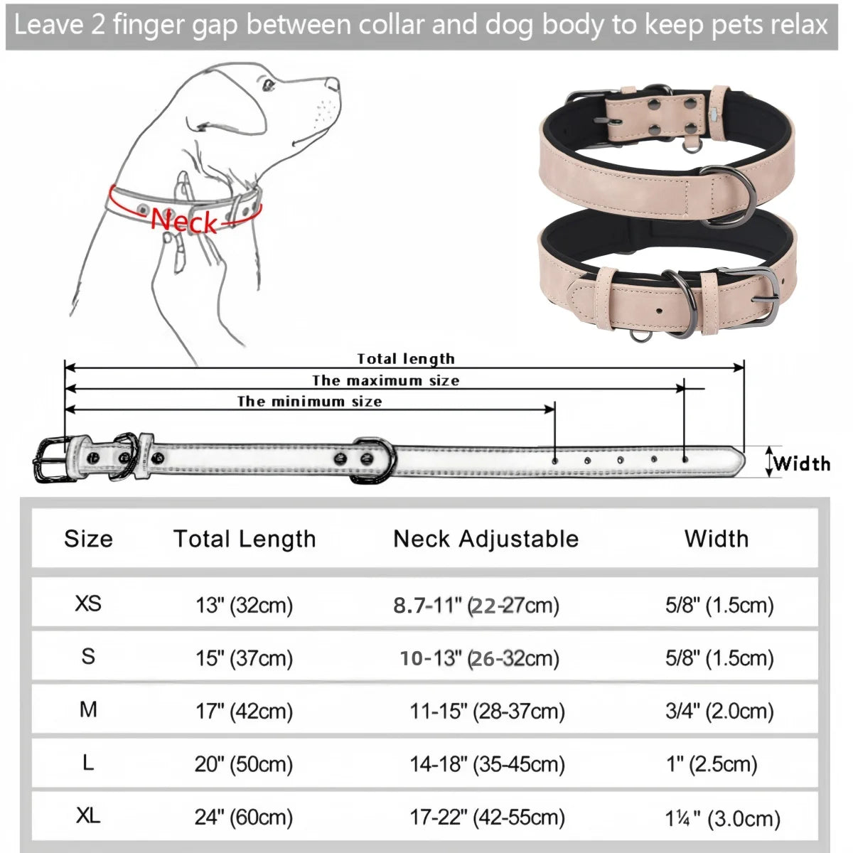 Adjustable Leather Dog Collar