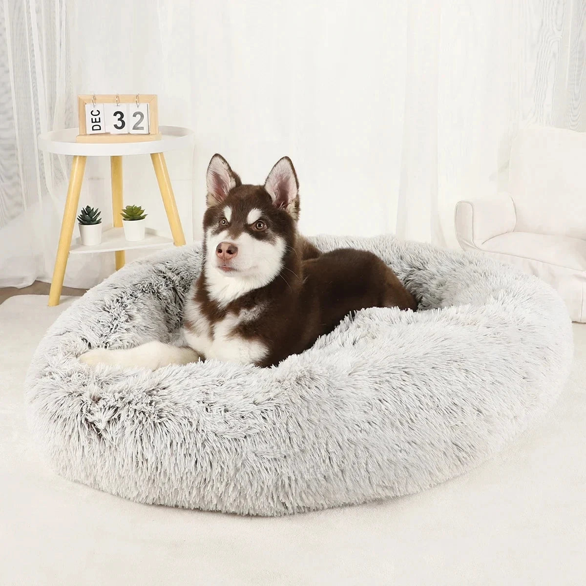 Donut Round Basket Plush Bed for Pets