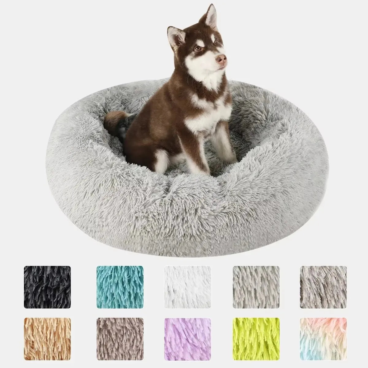 Donut Round Basket Plush Bed for Pets