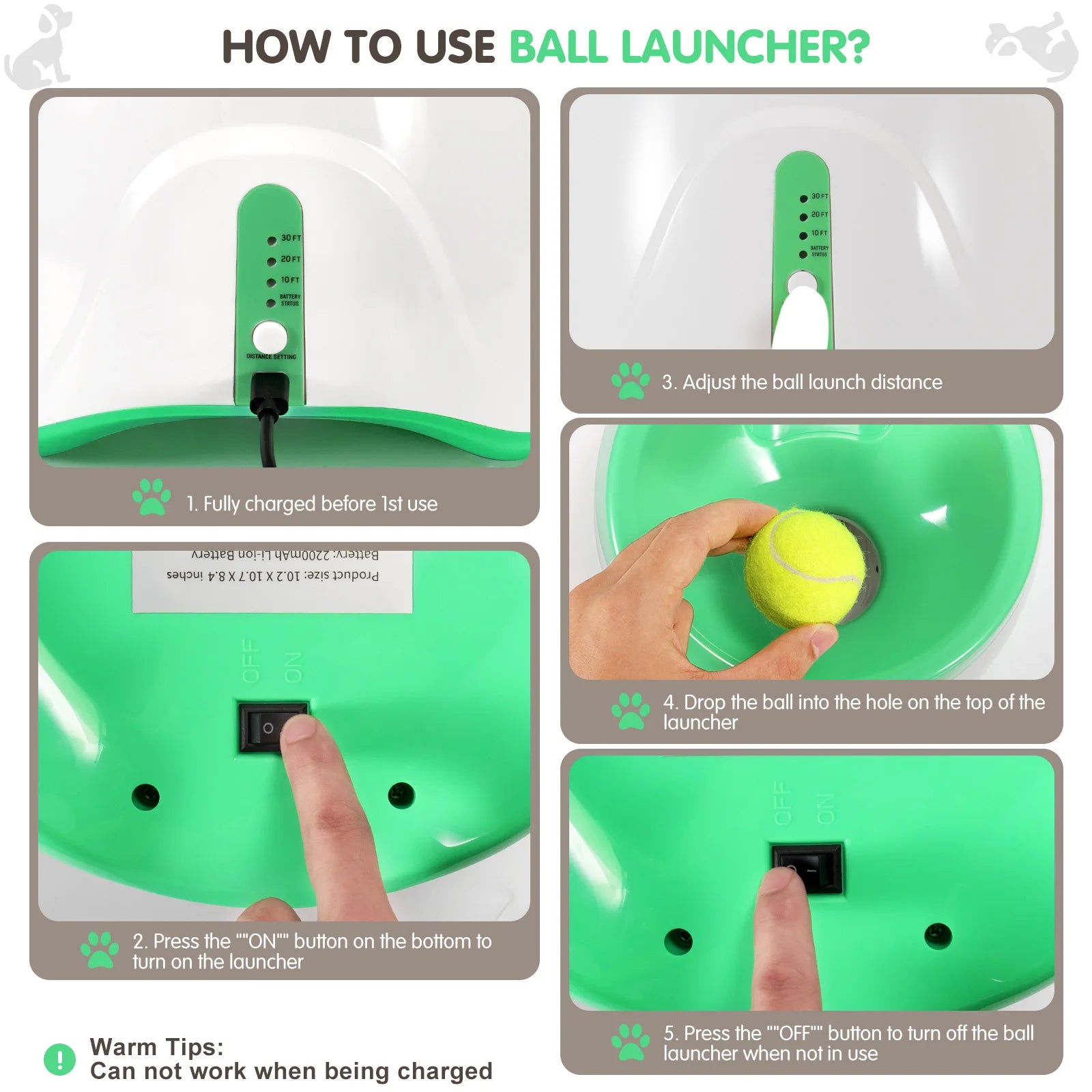 Dog Ball Throwing Launcher Automatic Dog Chase Toy Tennis Ball Throwing Machine With 3 balls Pet Interactive Toy, USB Charging