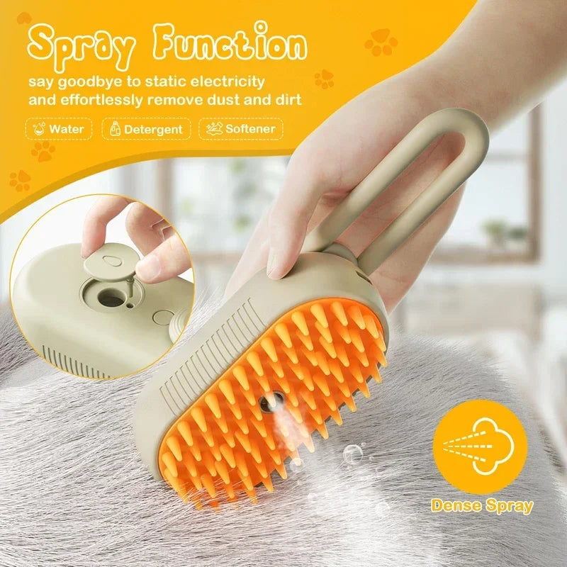 3-in-1 Dog Hair Cat Hair Brush Electric Pet Cleaning Brush Steam Spray Brush Massage Hair Removal Comb Anti Flying Brushes