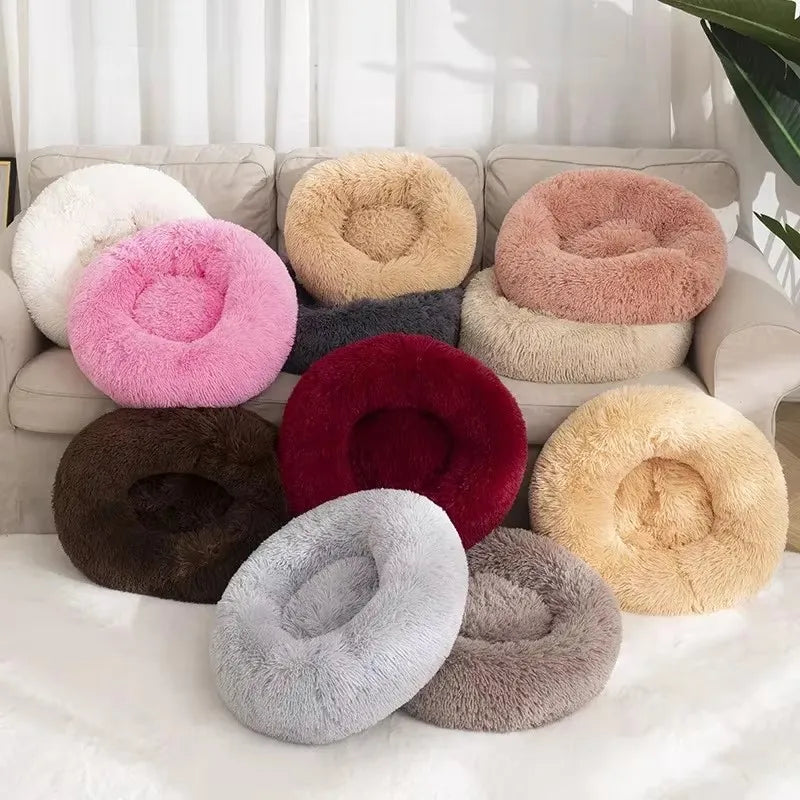 Donut Round Basket Plush Bed for Pets