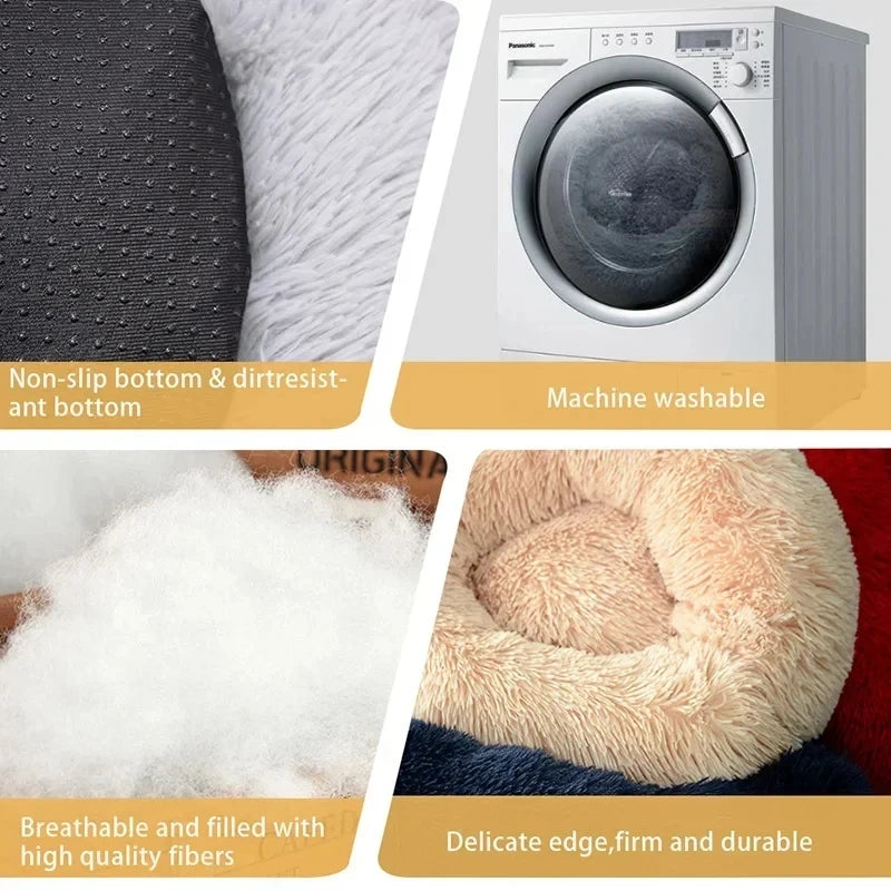 Donut Round Basket Plush Bed for Pets