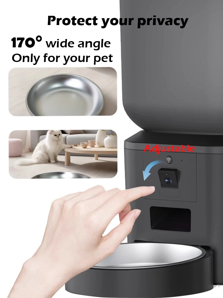 5G Automatic Cat Feeder With 1080p Camera Video WiFi Cat Food Dispenser Pet Smart Voice Recorder Remote Control Pet Auto Feeder