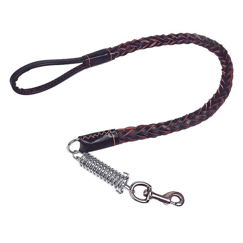 Heavy Duty Leather Dog Leash with Shock Absorption